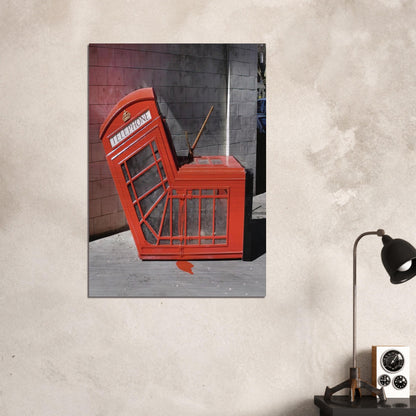 VANDALISED PHONE BOX 2005 - Banksy Brushed Aluminum Print - 70x100 cm / 28x40 inches | Banksy Aluminum Print | Banksy Prints