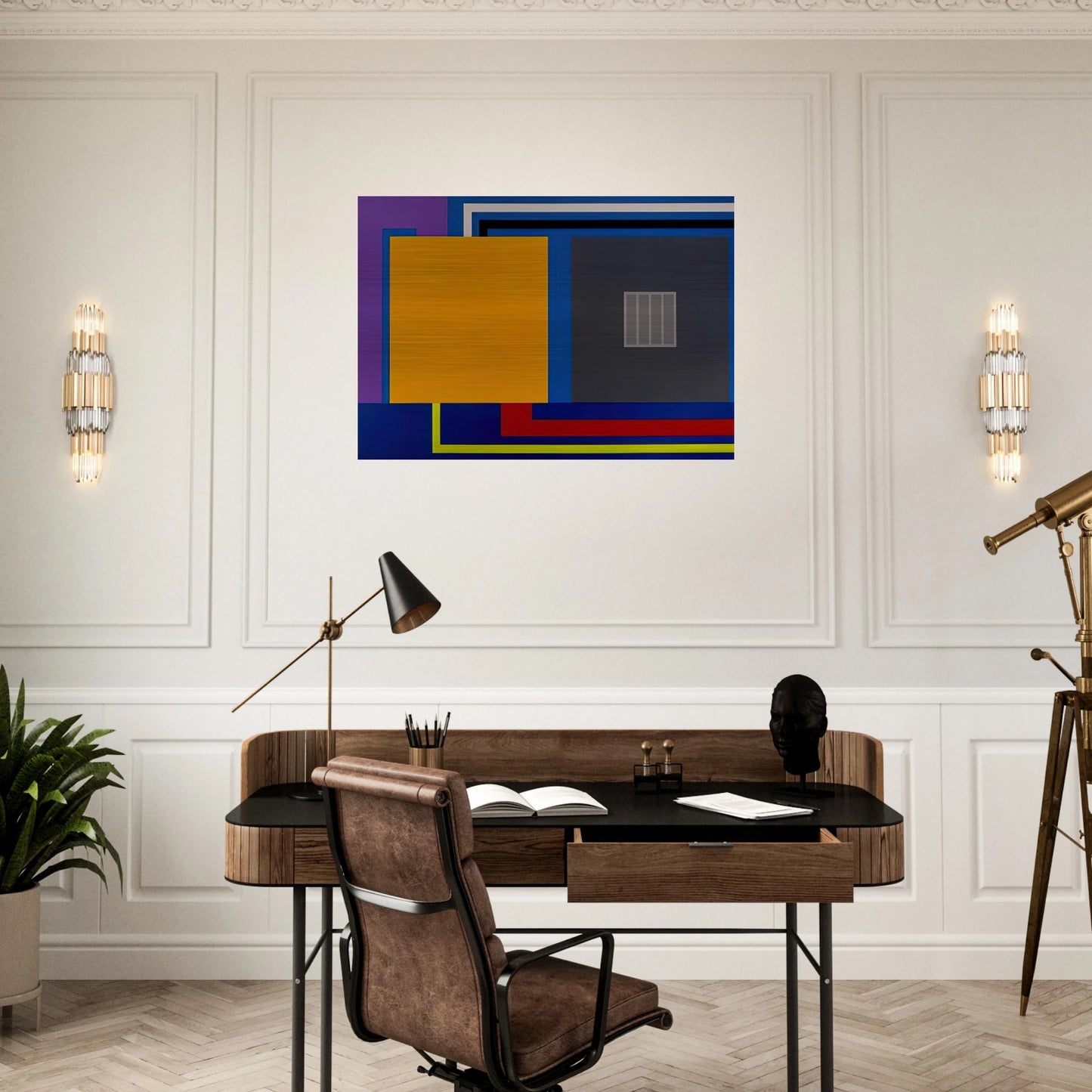 A Perfect World - 1993 - Peter Halley Brushed Aluminum Print - 70x100 cm / 28x40 inches | Peter Halley Aluminum Print | Peter Halley Prints