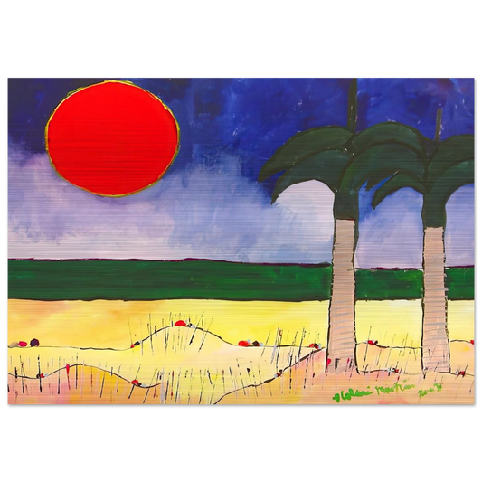 Marinha com Sol e Palmeiras - 2003 - Aldemir Martins Brushed Aluminum Print - 70x100 cm / 28x40 inches | Aldemir Martins Aluminum Print | Aldemir Martins Prints