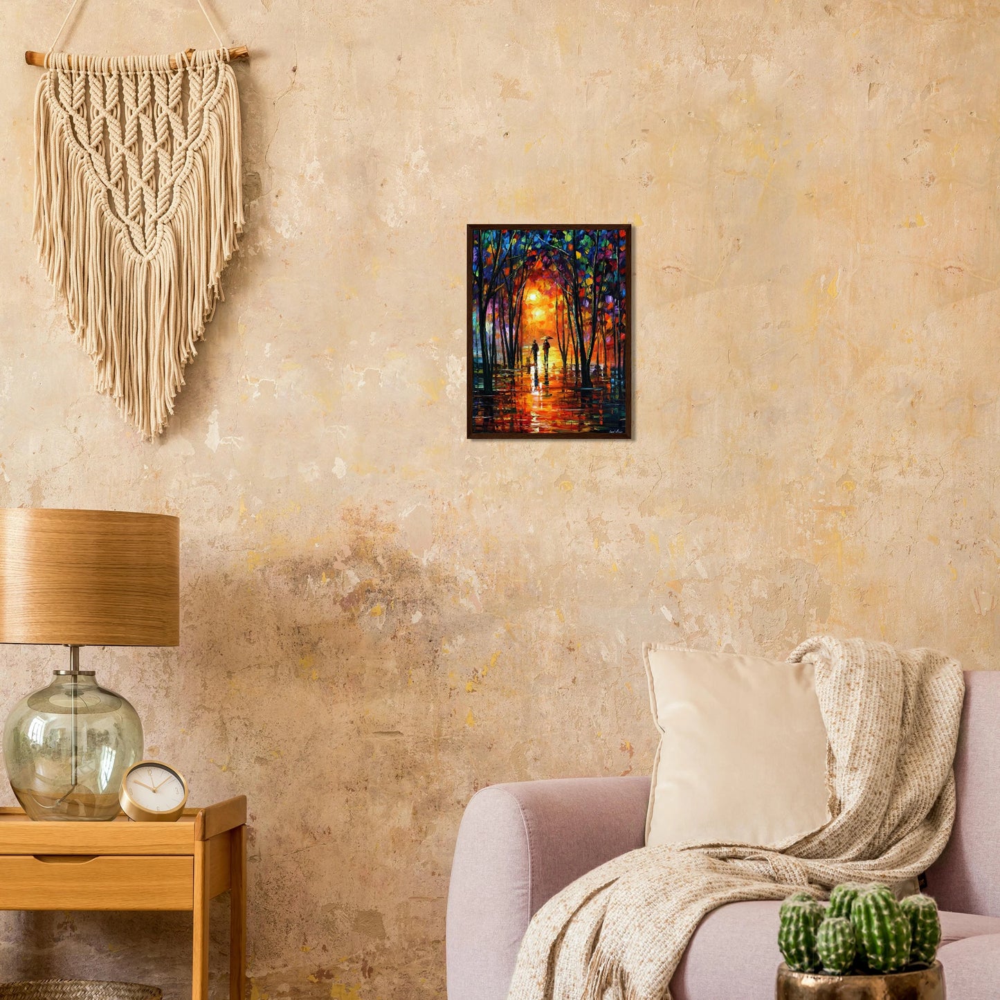 Leonid Afremov Wooden Framed Print - 28x40 inches / 70x100 cm - White frame-canvas