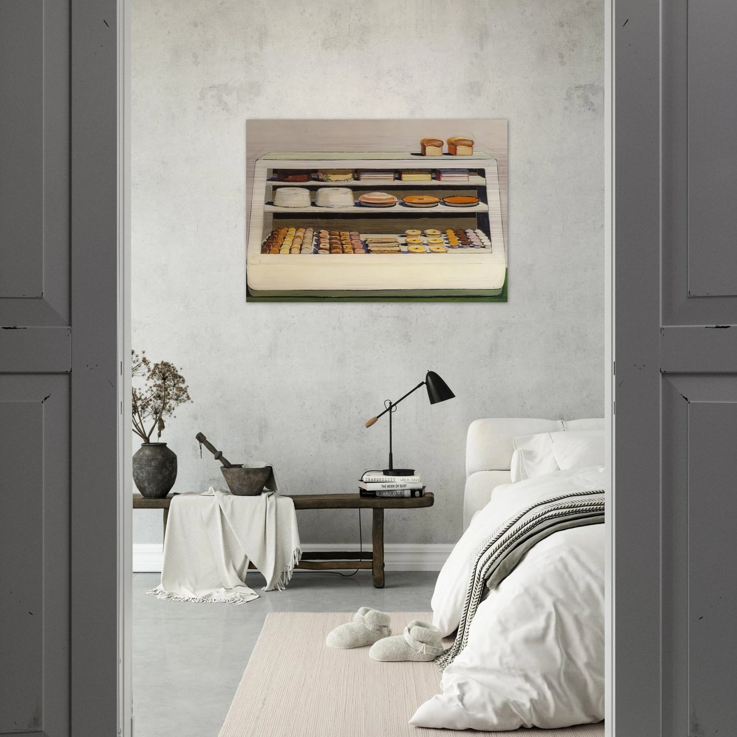 Bakery Counter - 1962 - Wayne Thiebaud Brushed Aluminum Print - 70x100 cm / 28x40 inches | Wayne Thiebaud Aluminum Print | Wayne Thiebaud Prints