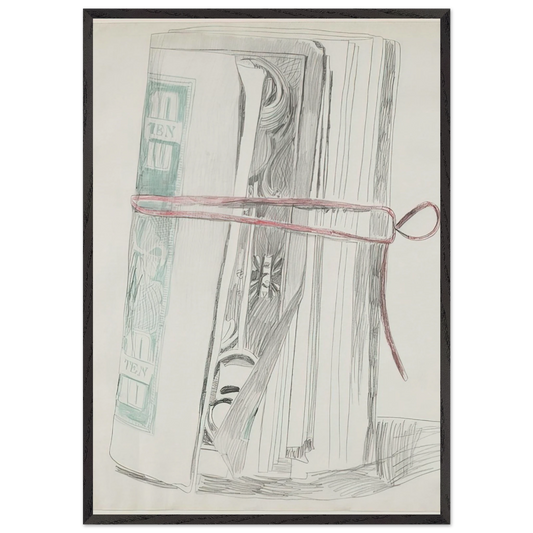 Roll of Bills - Andy Warhol 70x100 cm / 28x40 inches Framed Art Print – Black Wooden Frame