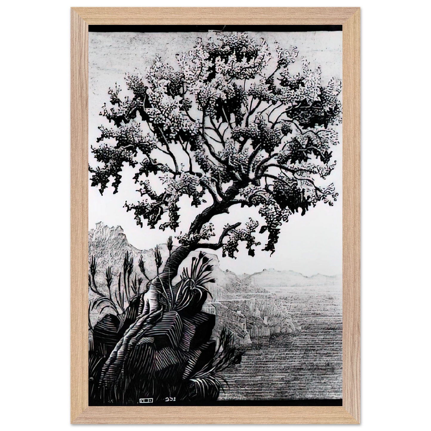 MC Escher - ESCHER (14) Wall Art - 30x40 cm / 12x16 inches - Premium Wooden Framed Poster With Fine Art Paper-canvas - Wood frame