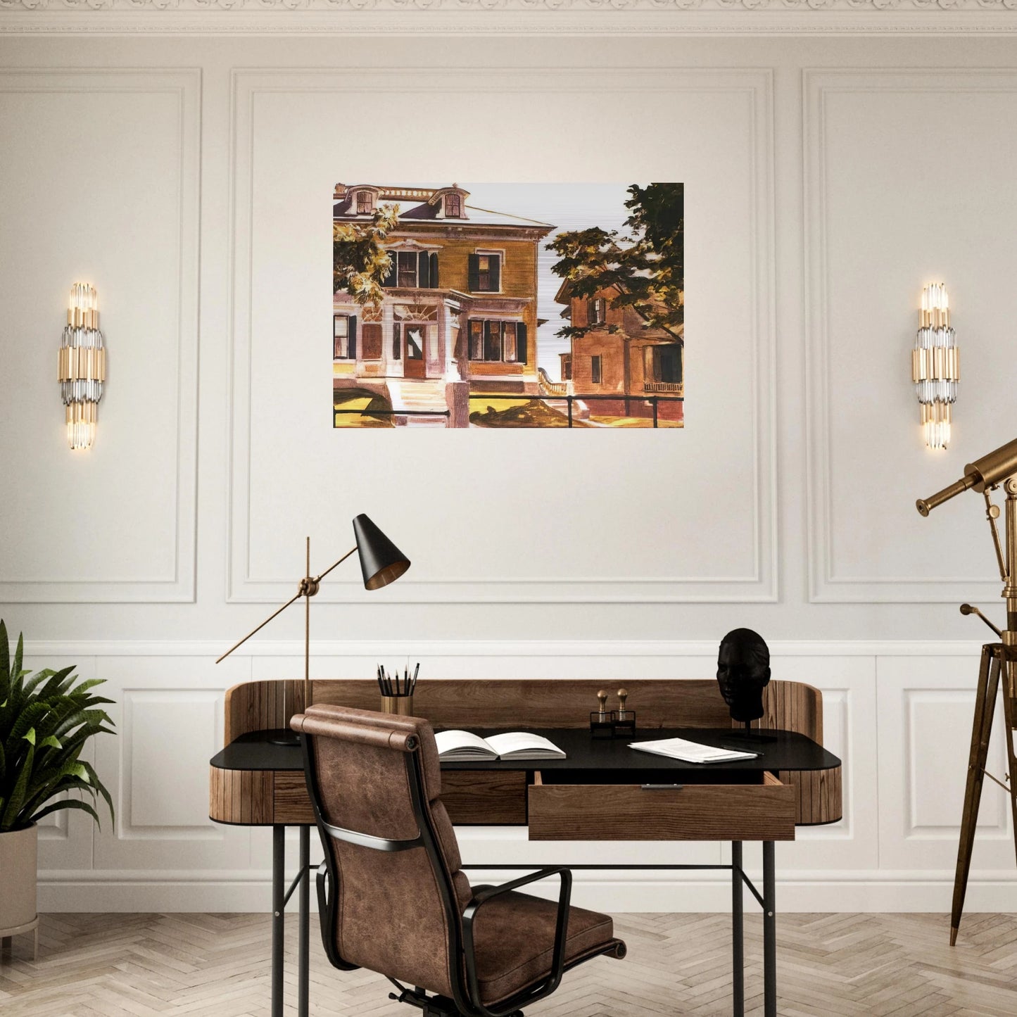 Davis House - Edward Hopper Brushed Aluminum Print - 70x100 cm / 28x40 inches | Edward Hopper Aluminum Print | Edward Hopper Prints