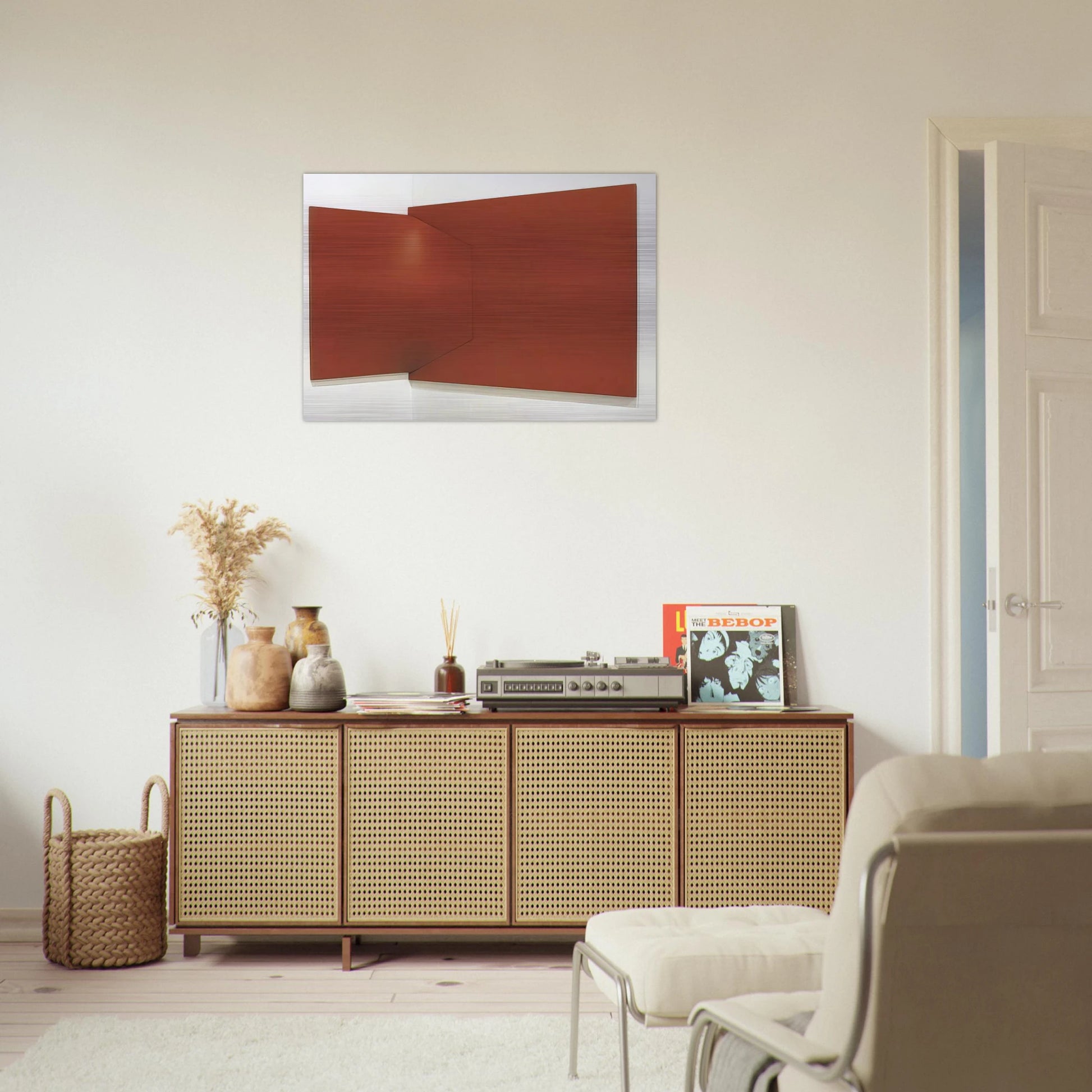 Dittico rosso - 1966 - Enrico Castellani Brushed Aluminum Print - 70x100 cm / 28x40 inches | Enrico Castellani Aluminum Print | Enrico Castellani Prints