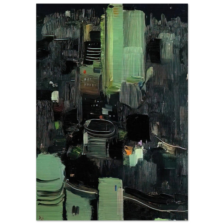 Toyko at Night - 1990 - Wu Guanzhong Brushed Aluminum Print - 70x100 cm / 28x40 inches | Wu Guanzhong Aluminum Print | Wu Guanzhong Prints