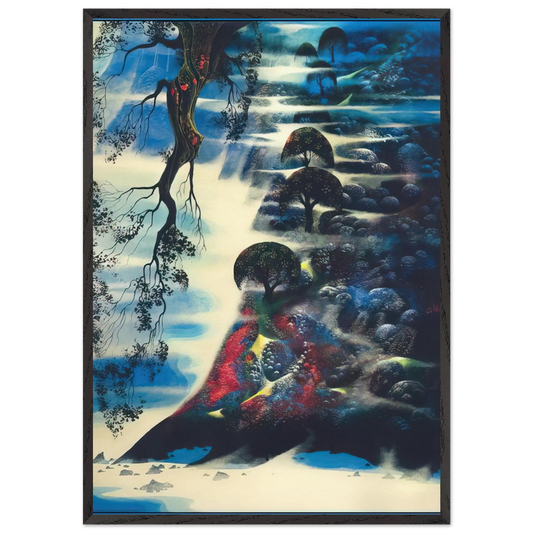 Summer Morning Mist - Eyvind Earle 70x100 cm / 28x40 inches Framed Art Print – Black Wooden Frame