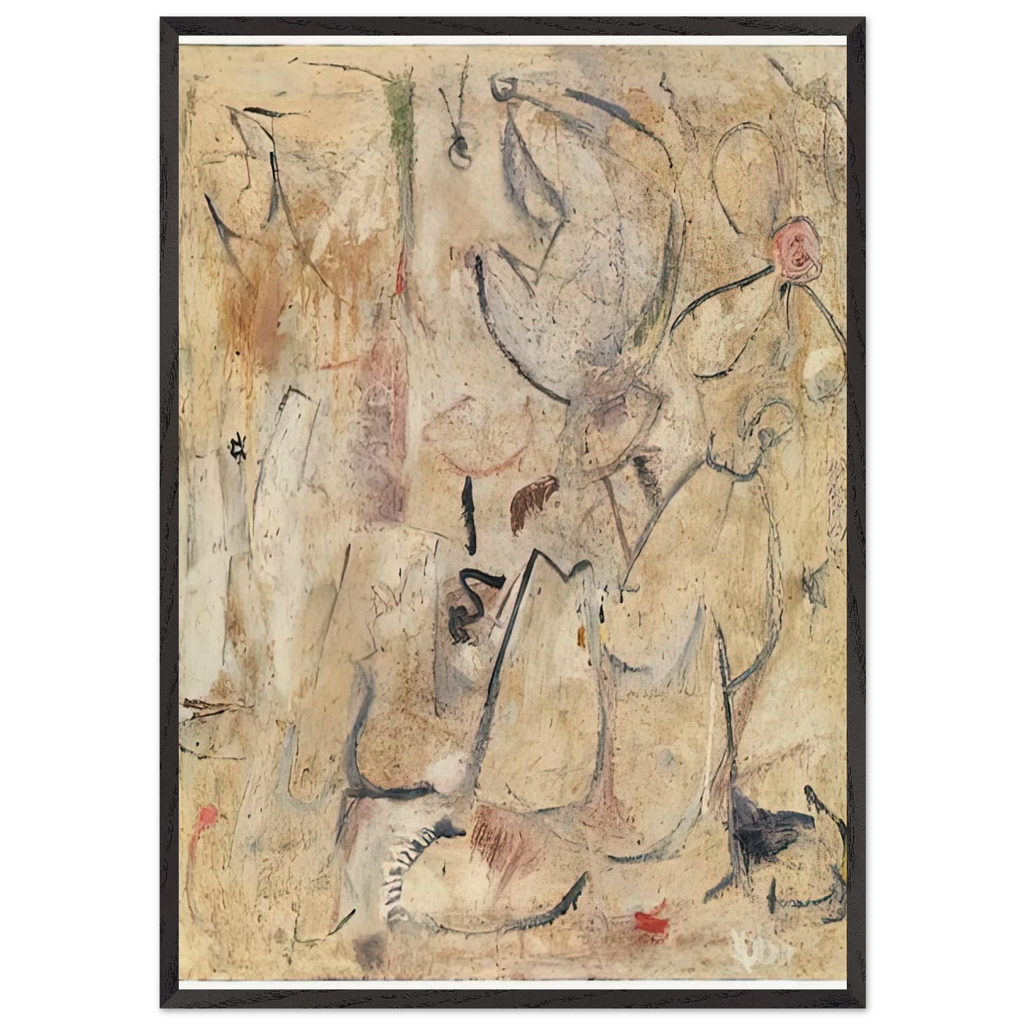 Beach 1950- - Helen Frankenthaler 70x100 cm / 28x40 inches Framed Art Print – Black Wooden Frame