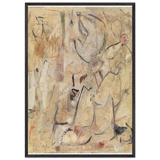 Beach 1950- - Helen Frankenthaler 70x100 cm / 28x40 inches Framed Art Print – Black Wooden Frame