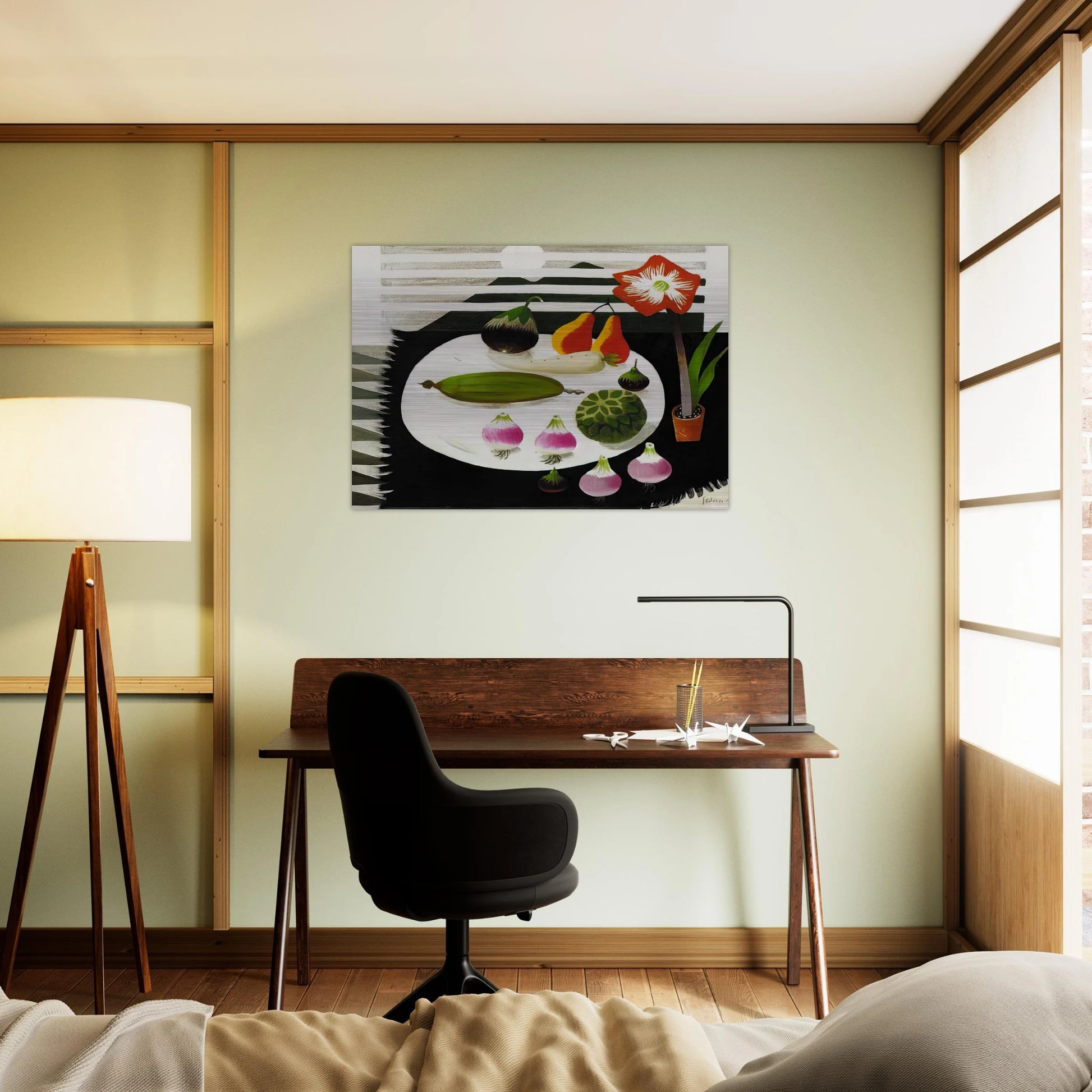 Still life with pears and onions - 1992 - Mary Fedden Brushed Aluminum Print - 70x100 cm / 28x40 inches | Mary Fedden Aluminum Print | Mary Fedden Prints