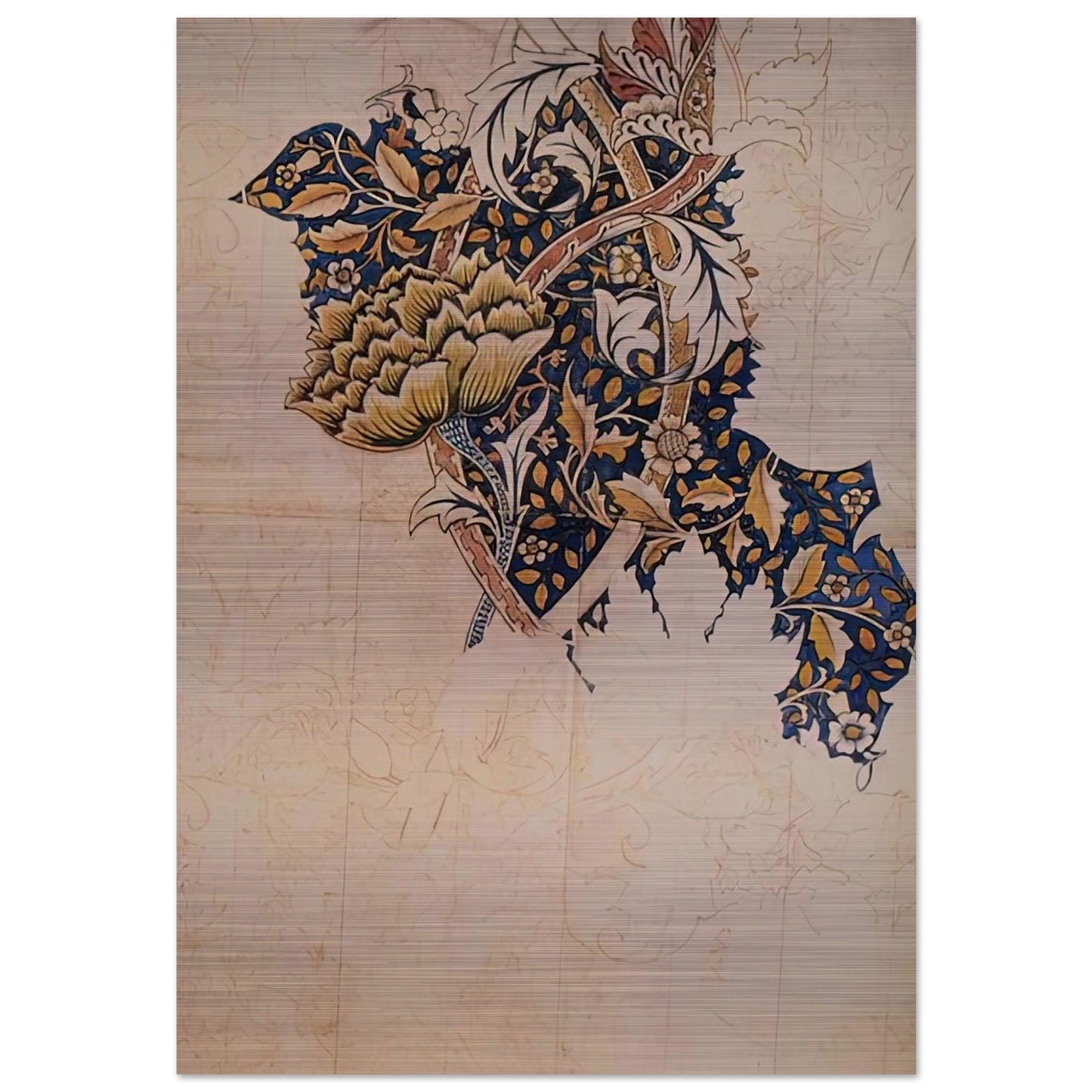 DESIGN FOR WINDRUSH PRINTED TEXTILE 1883 - William Morris Brushed Aluminum Print - 70x100 cm / 28x40 inches | William Morris Aluminum Print | William Morris Prints