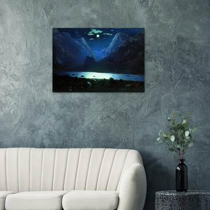 Daryal pass. Moonlight Night - Arkhyp Kuindzhi Brushed Aluminum Print - 70x100 cm / 28x40 inches | Arkhyp Kuindzhi Aluminum Print | Arkhyp Kuindzhi Prints