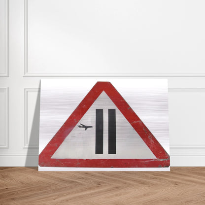 WARNING SIGN 2006 - Banksy Brushed Aluminum Print - 70x100 cm / 28x40 inches | Banksy Aluminum Print | Banksy Prints