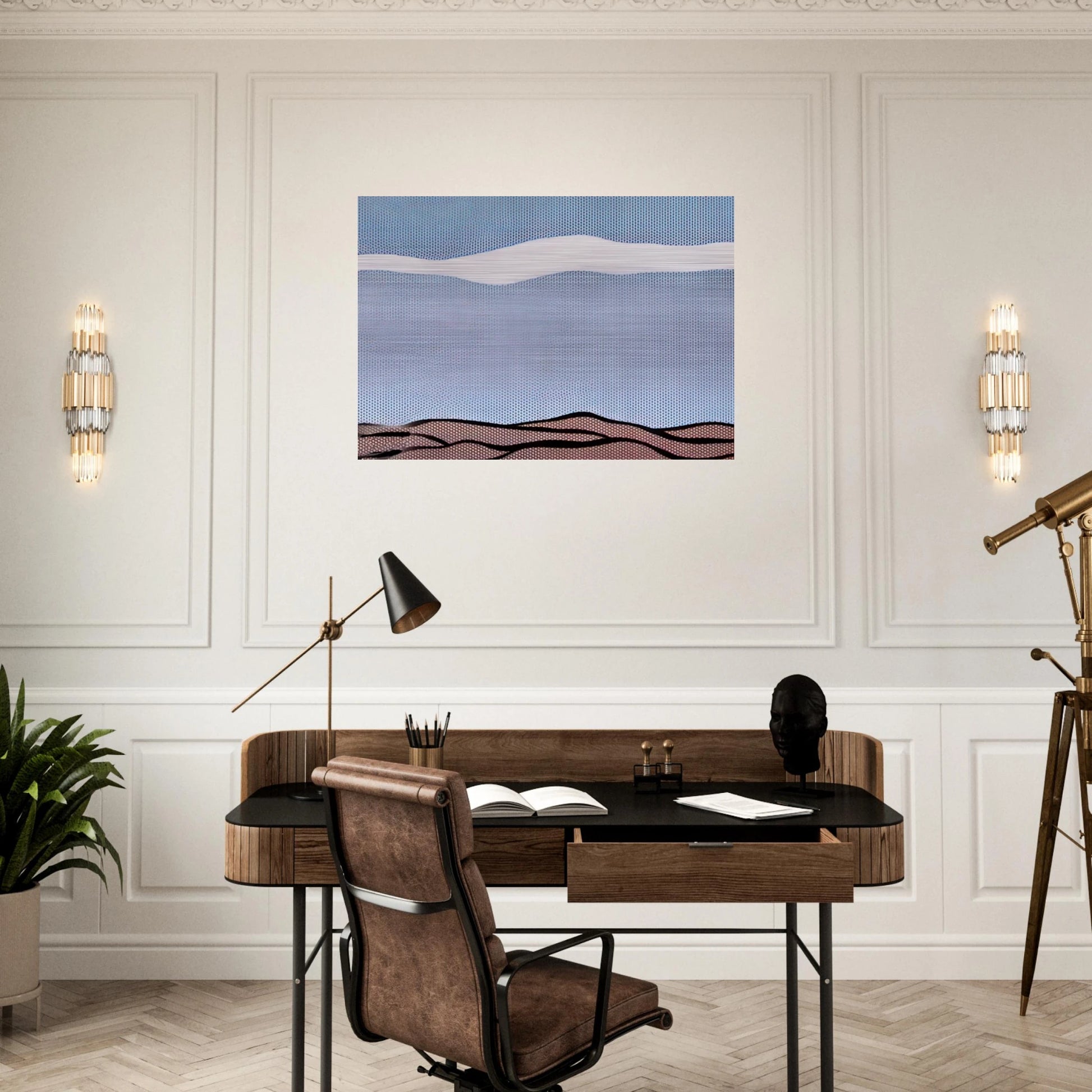 LANDSCAPE 1964 - Roy Lichtenstein Brushed Aluminum Print - 70x100 cm / 28x40 inches | Roy Lichtenstein Aluminum Print | Roy Lichtenstein Prints