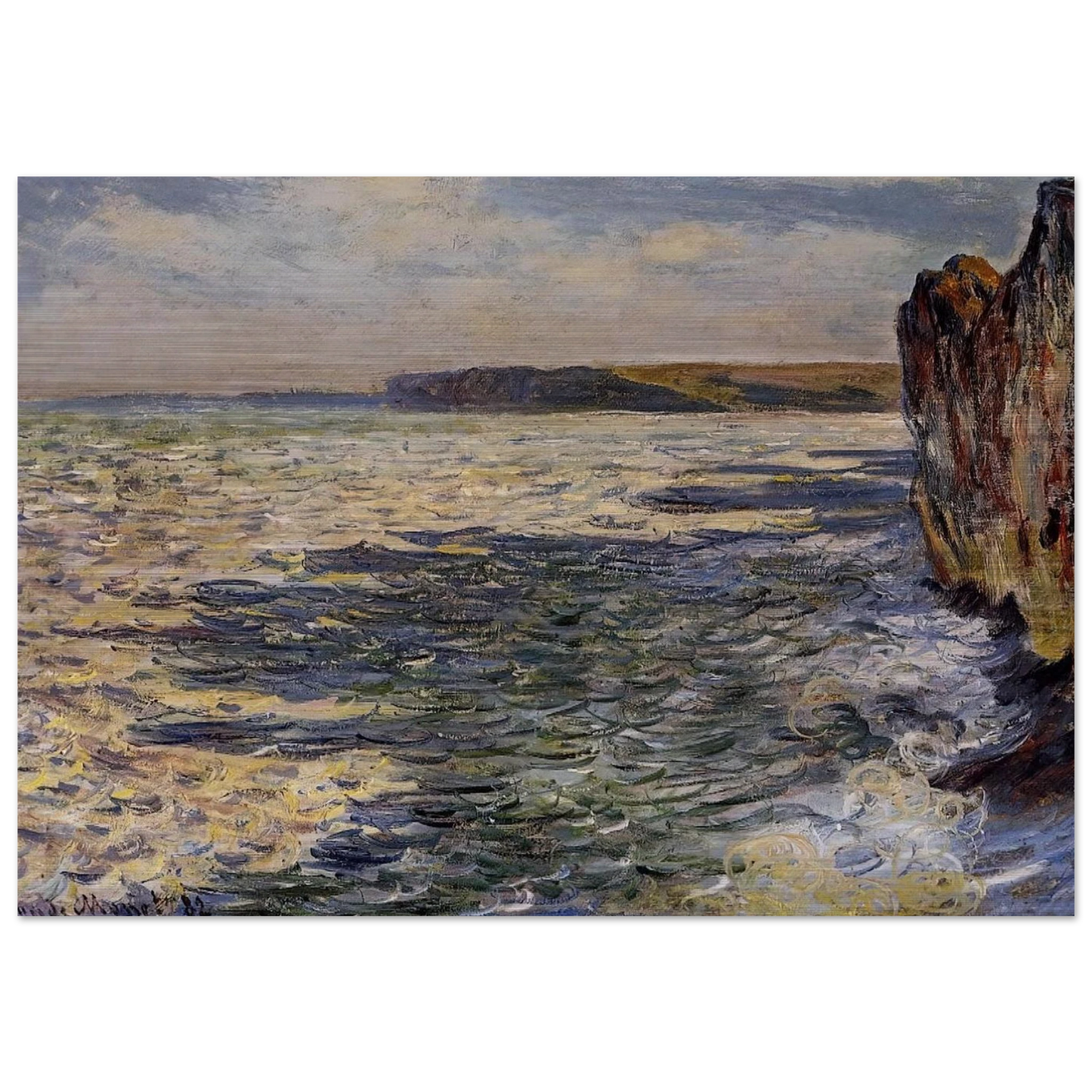 Waves and Rocks at Pourville - claude monet Brushed Aluminum Print - 70x100 cm / 28x40 inches | claude monet Aluminum Print | claude monet Prints
