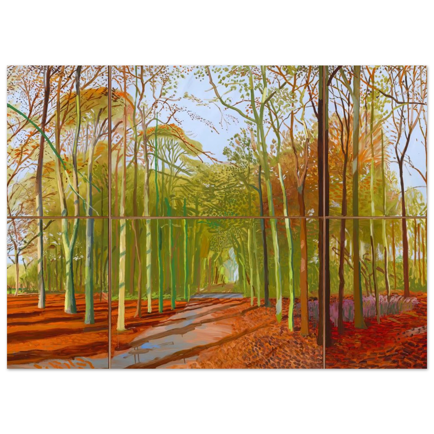 David Hockney - Woldgate Woods, 21, 23 & 29 November 2006 - 27x35 cm / 11x14 inches - Premium Wooden Framed Poster With Fine Art Paper-canvas - Black frame