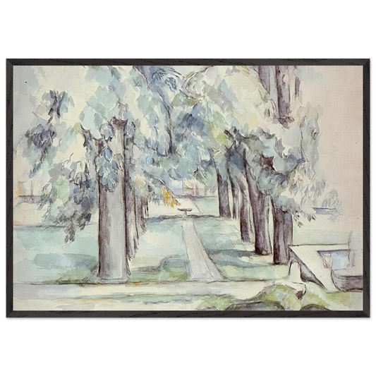 Pool and Lane of Chestnut Trees at Jas de Bouffan - Paul Cezanne 70x100 cm / 28x40 inches Framed Art Print – Black Wooden Frame