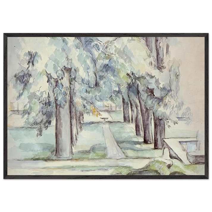 Pool and Lane of Chestnut Trees at Jas de Bouffan - Paul Cezanne 70x100 cm / 28x40 inches Framed Art Print – Black Wooden Frame