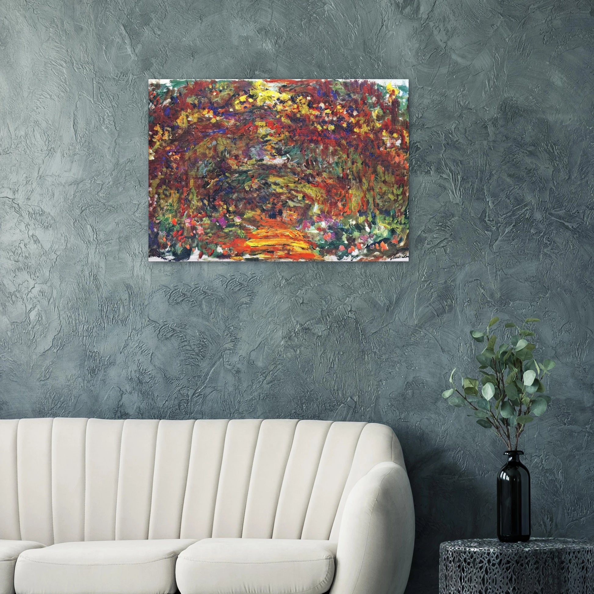 Path under the Rose Trellises, Giverny - claude monet Brushed Aluminum Print - 70x100 cm / 28x40 inches | claude monet Aluminum Print | claude monet Prints