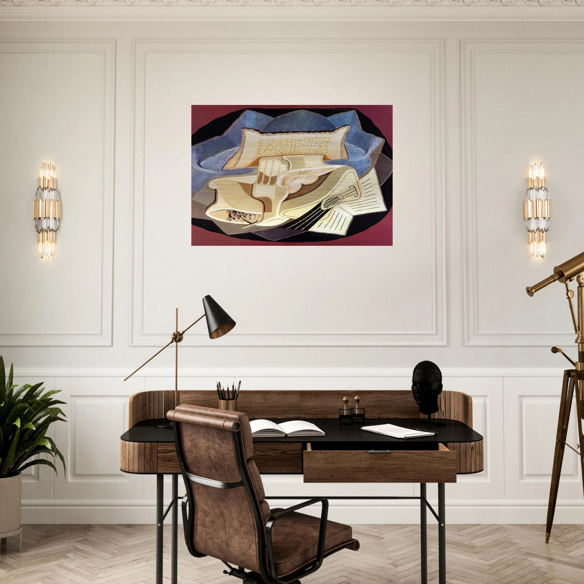 THE BLUE CLOTH 1925 - Juan Gris Brushed Aluminum Print - 70x100 cm / 28x40 inches | Juan Gris Aluminum Print | Juan Gris Prints
