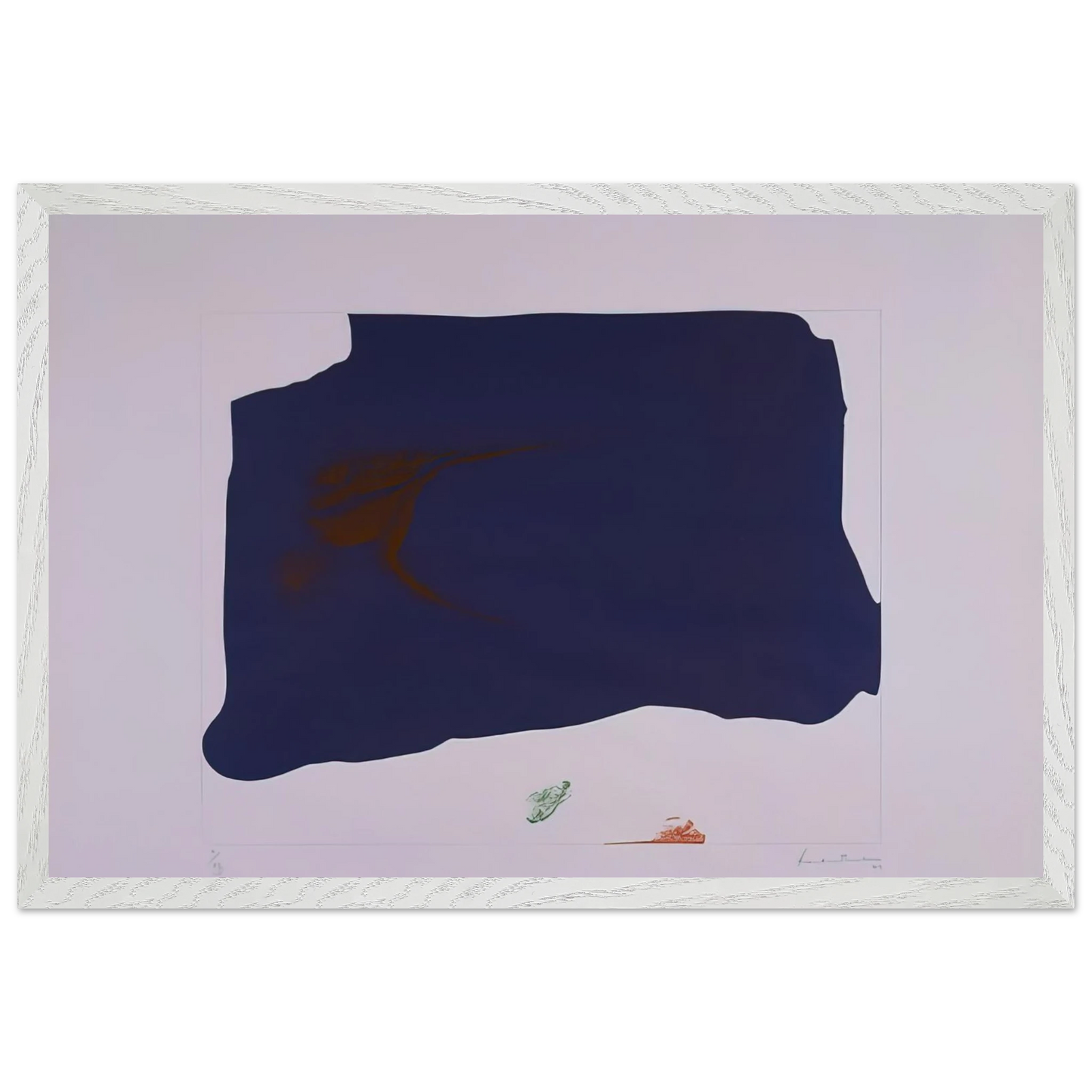 Helen Frankenthaler - Variation II on Mauve Corner - 1969 Wall art - 70x70 cm / 28x28 inches - Premium Wooden Framed Poster With Fine Art Paper-canvas - Black frame