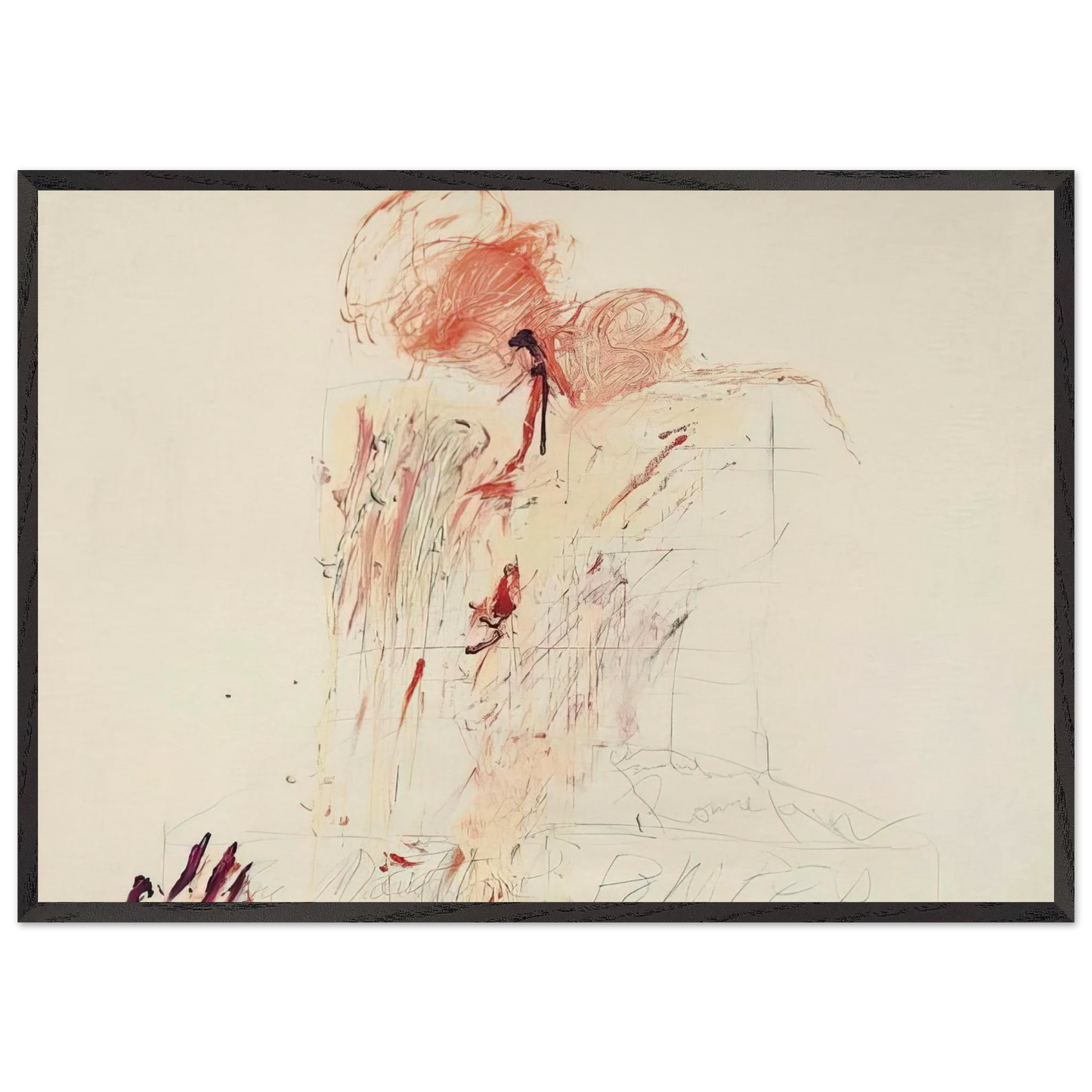 Death of Pompey  Rome  - Cy Twombly 70x100 cm / 28x40 inches Framed Art Print – Black Wooden Frame