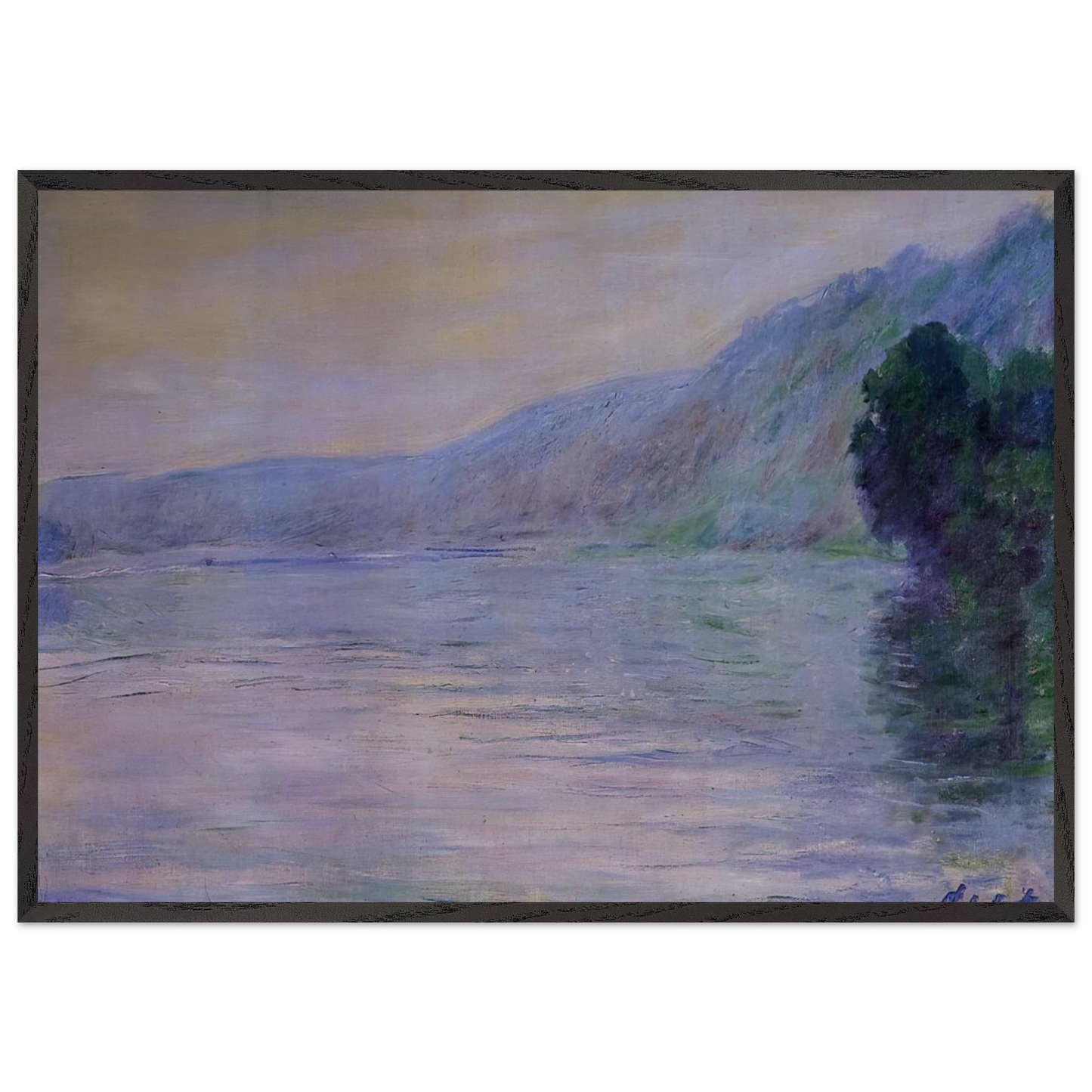 The Seine at Port-Villez Blue Effect - claude monet 70x100 cm / 28x40 inches Framed Art Print – Black Wooden Frame