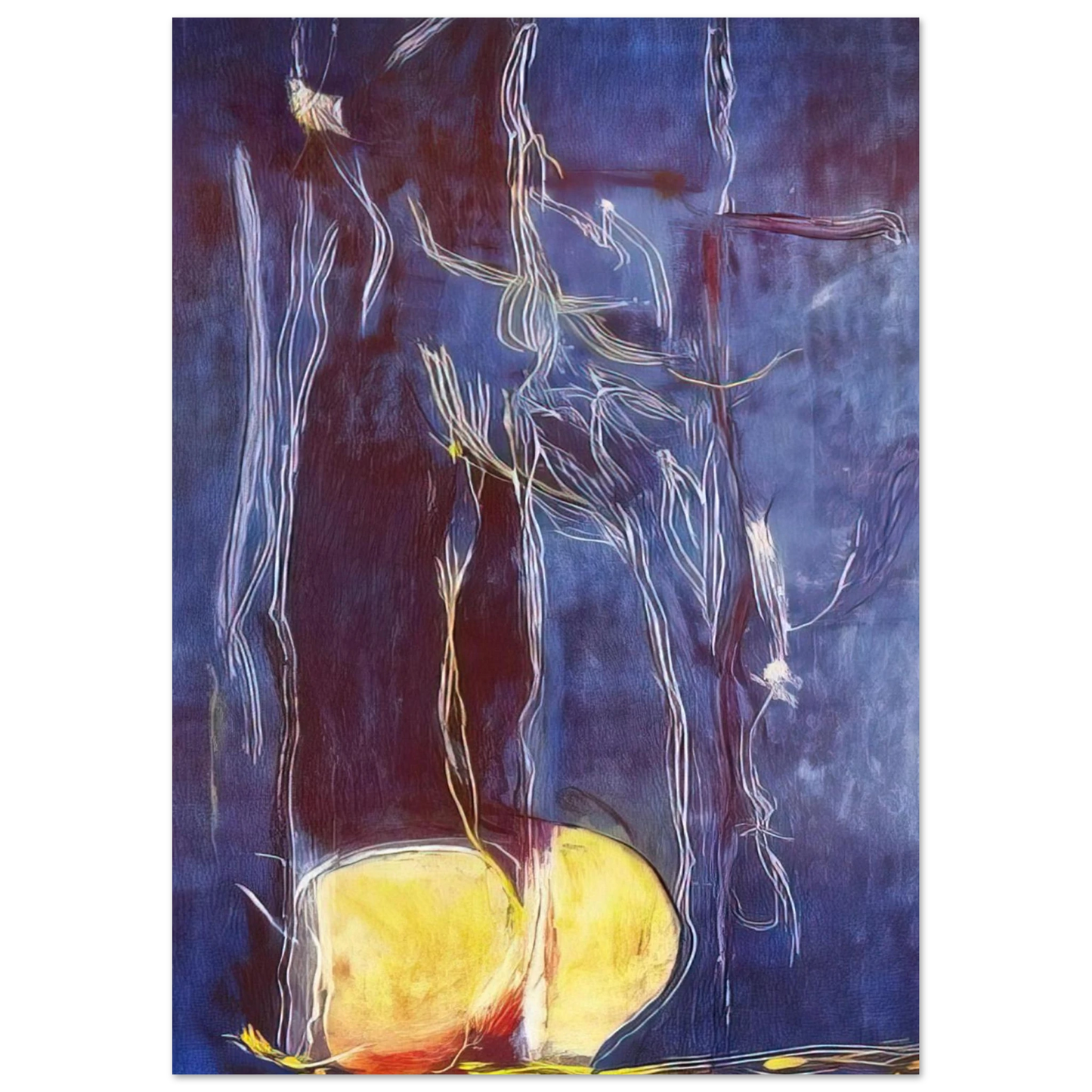 Helen Frankenthaler - All About Blue - 1994 Wall art - 30x40 cm / 12x16 inches - Premium Wooden Framed Poster With Fine Art Paper-canvas - White frame