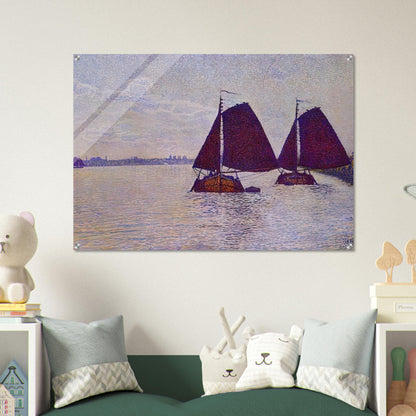 BARGES ON THE RIVER SCHELDT 1892 - Theo van Rysselberghe Acrylic Print - 70x100 cm / 28x40″ inches