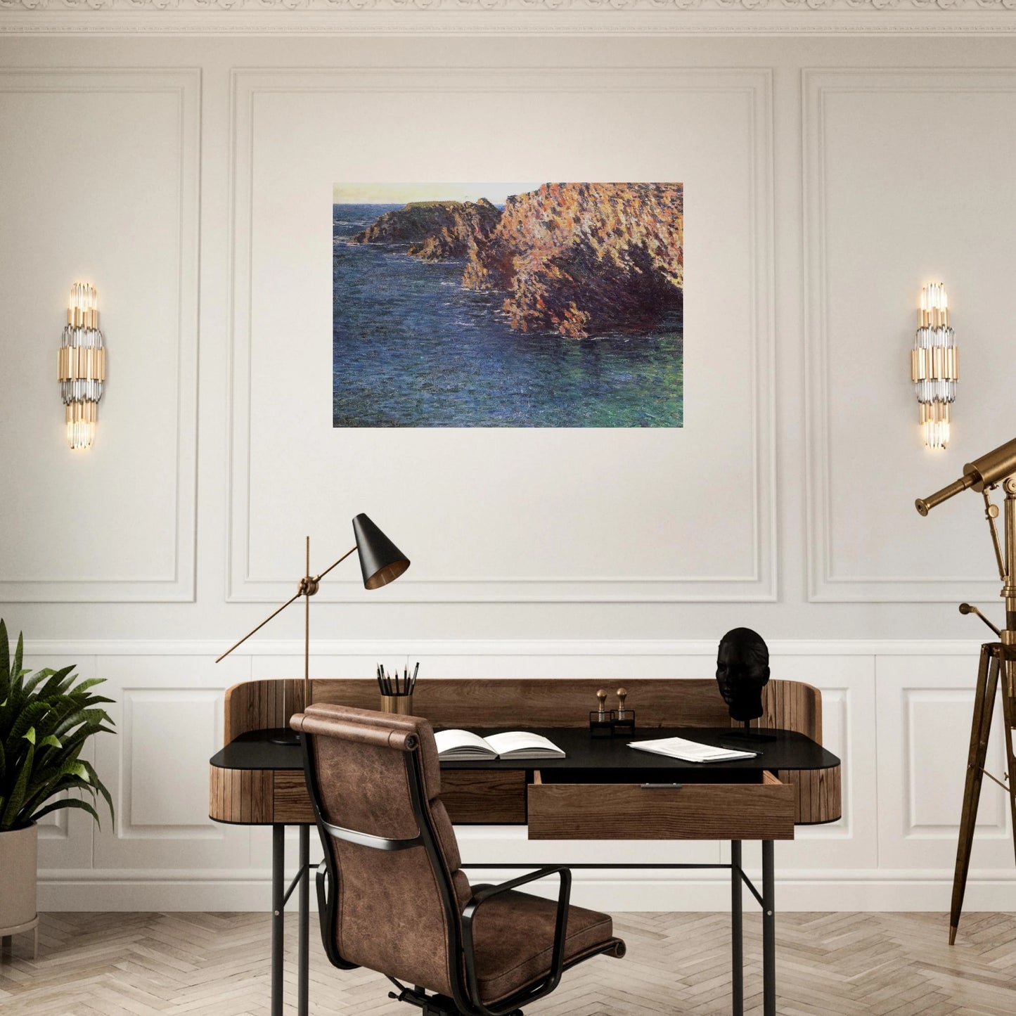 The Grotto of Port-Domois - claude monet Brushed Aluminum Print - 70x100 cm / 28x40 inches | claude monet Aluminum Print | claude monet Prints