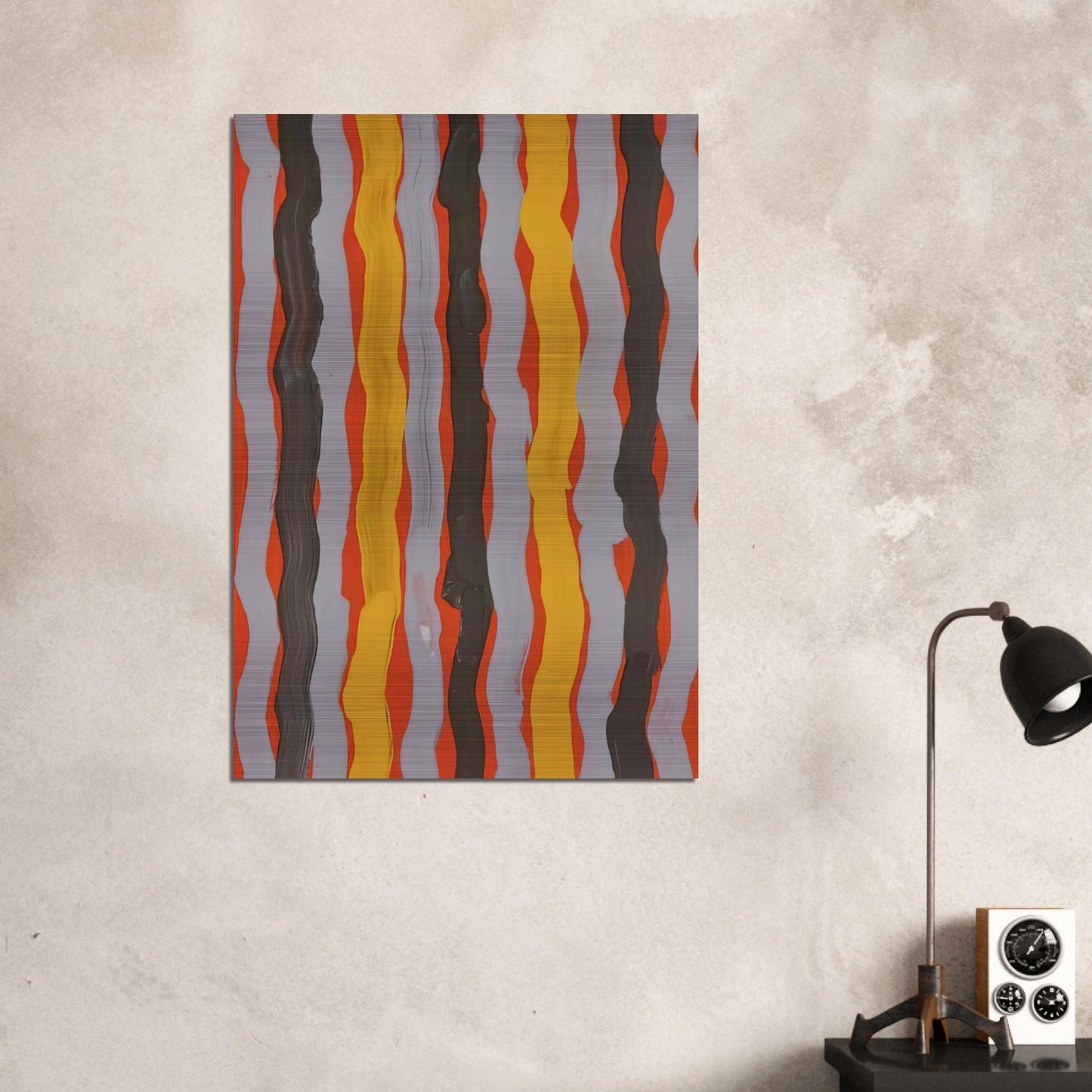 Dream Lance - 2001 - Clifford Possum Tjapaltjarri Brushed Aluminum Print - 70x100 cm / 28x40 inches | Clifford Possum Tjapaltjarri Aluminum Print | Clifford Possum Tjapaltjarri Prints