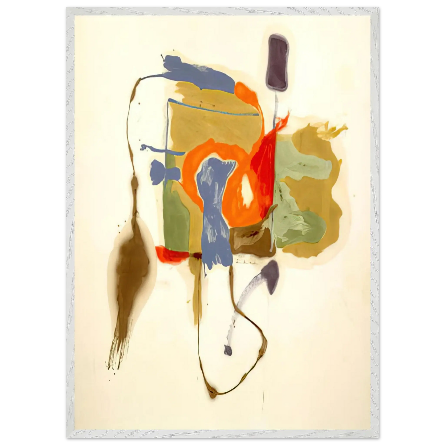 Helen Frankenthaler - Blue Form in a Scene - 1961 Wall art - 60x80 cm / 24x32 Inches - Premium Wooden Framed Poster With Fine Art Paper - White frame