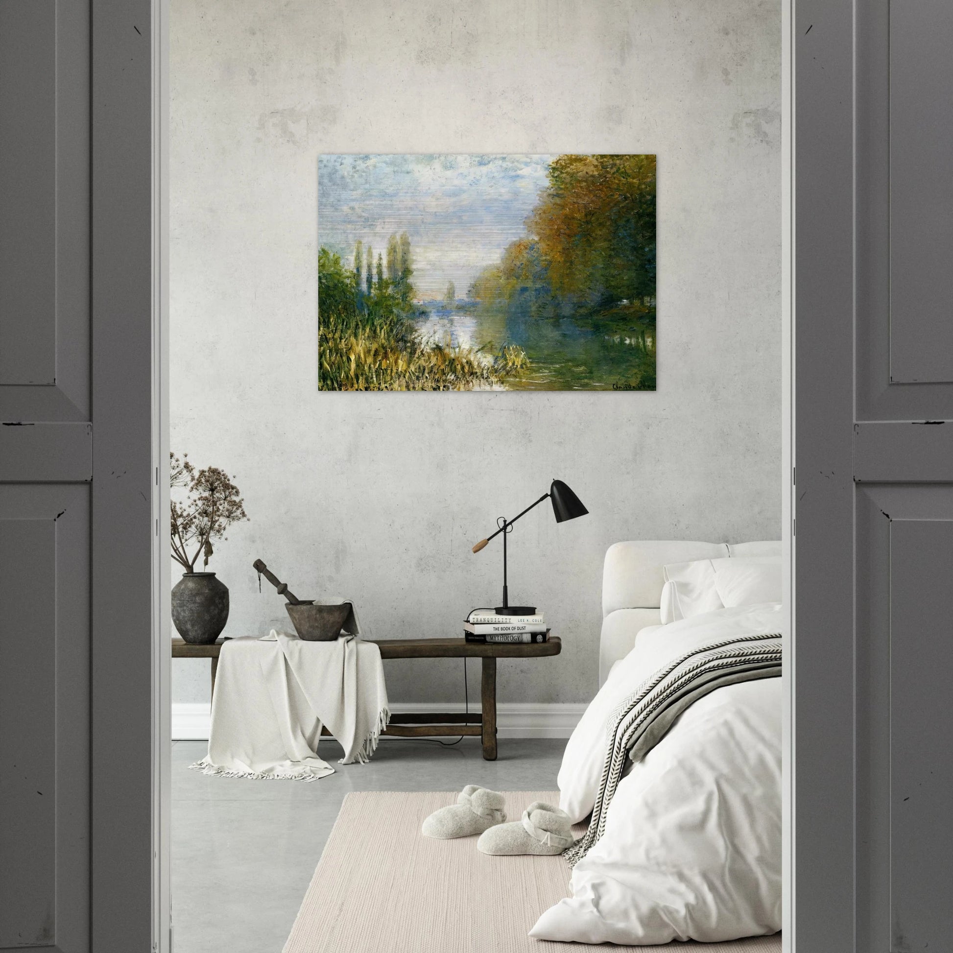 The Banks of The Seine in Autumn - claude monet Brushed Aluminum Print - 70x100 cm / 28x40 inches | claude monet Aluminum Print | claude monet Prints