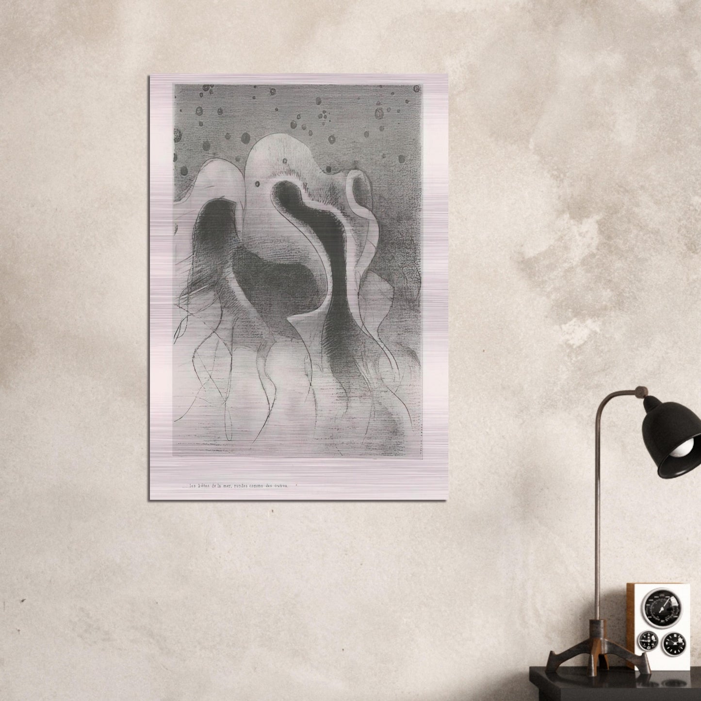 THE BEASTS OF THE SEA ROUND LIKE LEATHER BOTTLES PLATE 22 1896 - Odilon Redon Brushed Aluminum Print - 70x100 cm / 28x40 inches | Odilon Redon Aluminum Print | Odilon Redon Prints