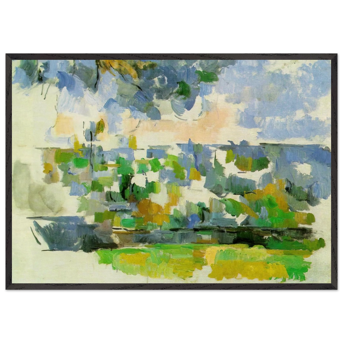 The Garden at Les Lauves - Paul Cezanne 70x100 cm / 28x40 inches Framed Art Print – Black Wooden Frame