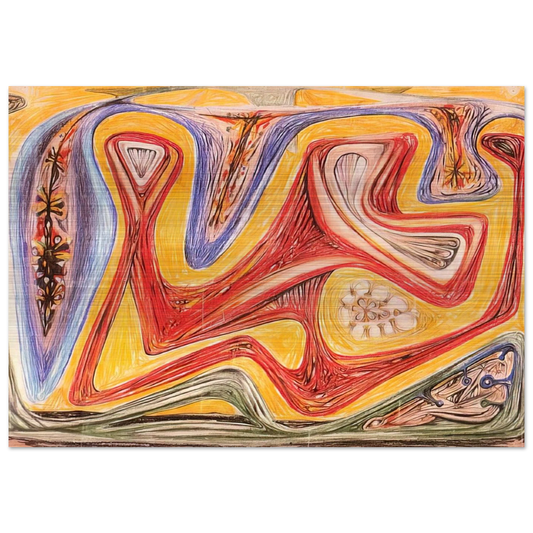 GLANDE FICTION 1938 - Roberto Matta Brushed Aluminum Print - 70x100 cm / 28x40 inches | Roberto Matta Aluminum Print | Roberto Matta Prints