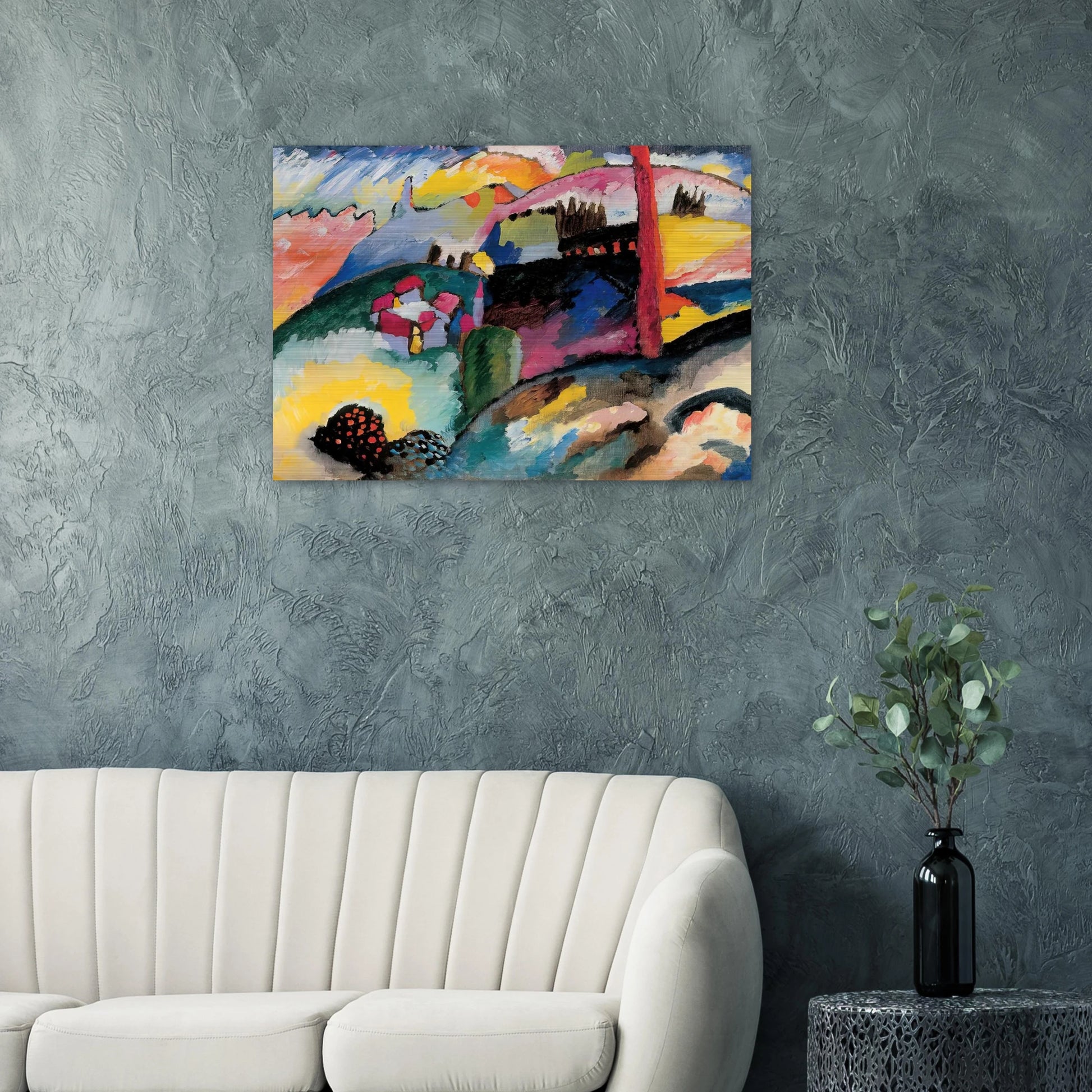 LANDSCAPE WITH FACTORY CHIMNEY 1910 - Wassily Kandinsky Brushed Aluminum Print - 70x100 cm / 28x40 inches | Wassily Kandinsky Aluminum Print | Wassily Kandinsky Prints