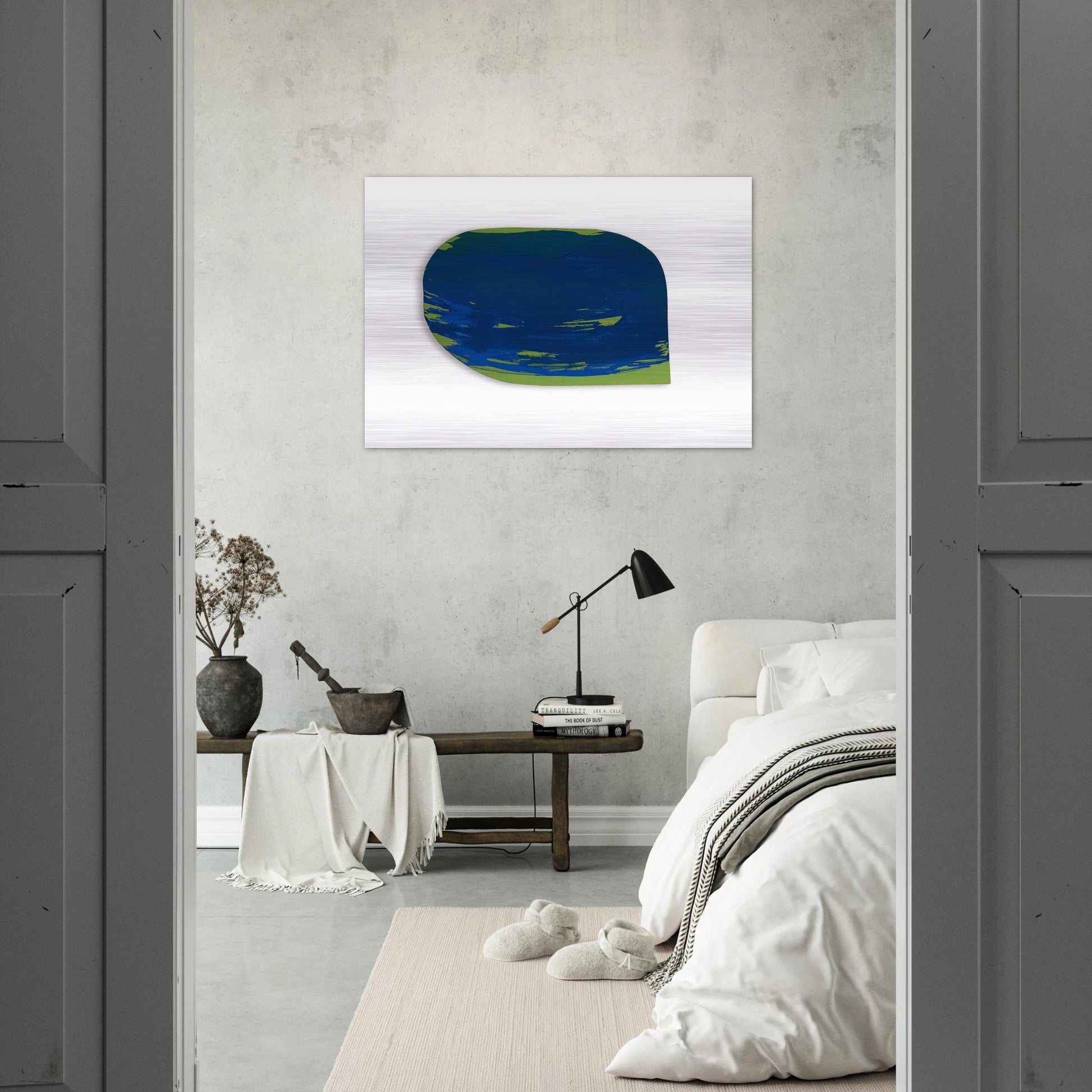 Blau auf Grün - 1965 - Blinky Palermo Brushed Aluminum Print - 70x100 cm / 28x40 inches | Blinky Palermo Aluminum Print | Blinky Palermo Prints