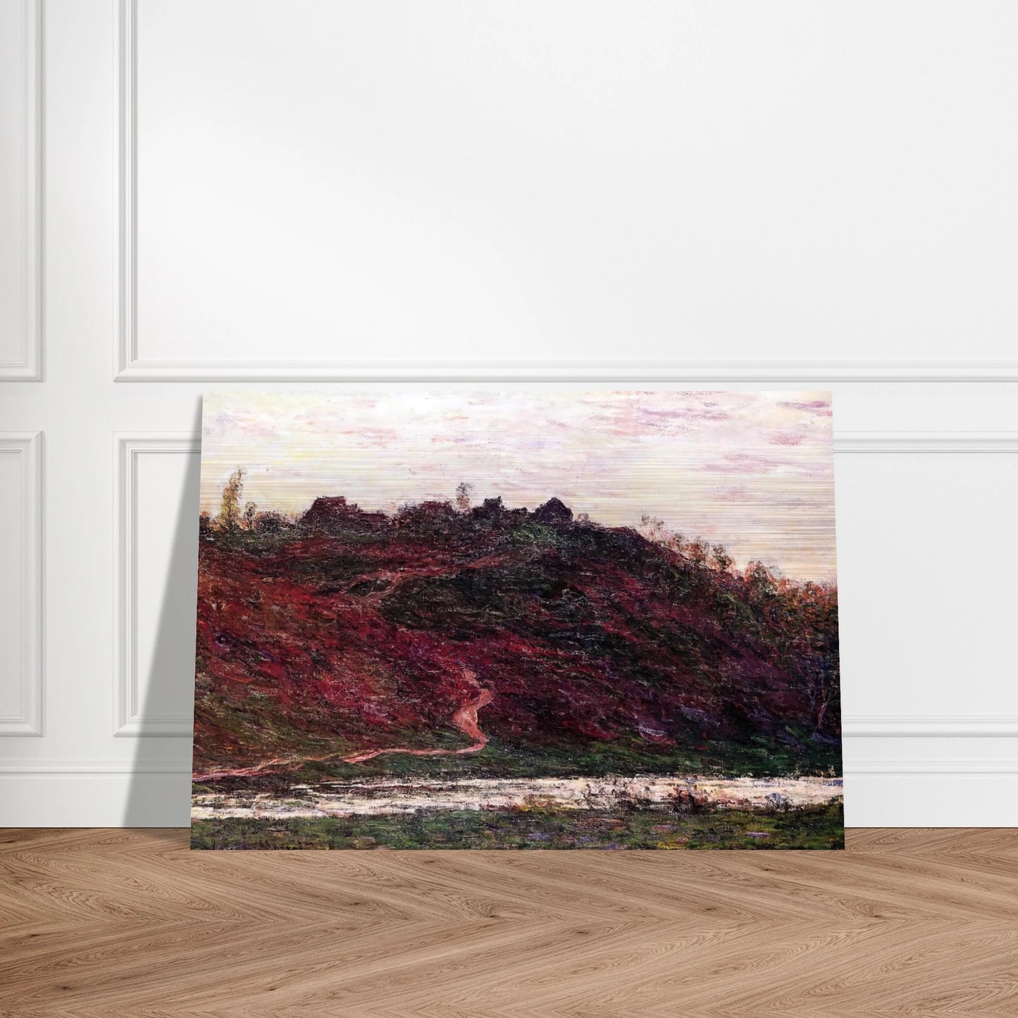 The Village of La Coche-Blond, Evening - claude monet Brushed Aluminum Print - 70x100 cm / 28x40 inches | claude monet Aluminum Print | claude monet Prints