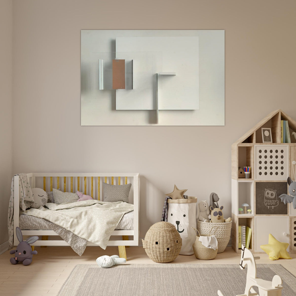 Abstract in White, Black and Ochre - 1962 - Victor Pasmore Art Prints - 100x150 cm / 40x60″ inches | Victor Pasmore Poster | Victor Pasmore Prints