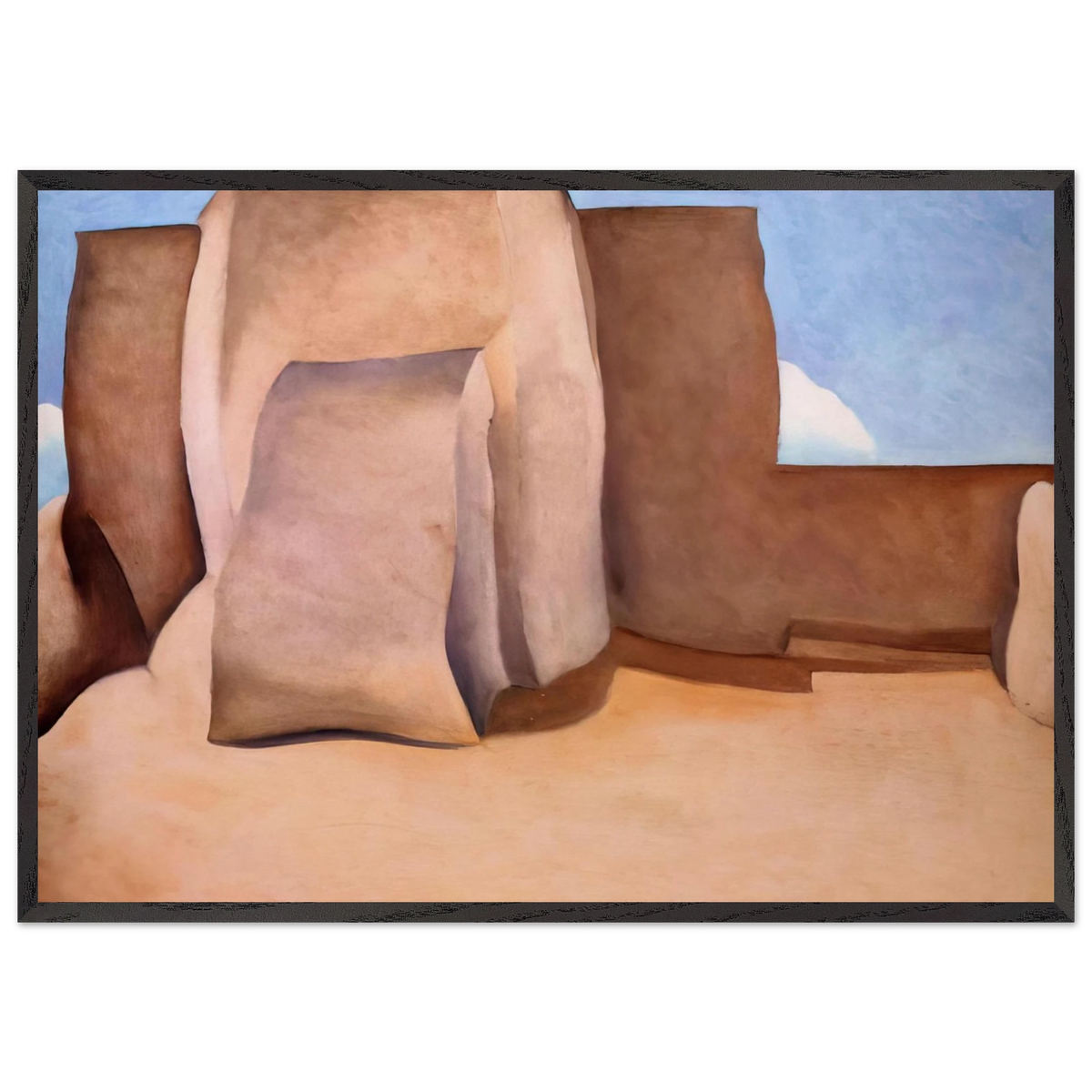 Ranchos Church New Mexico - Georgia OKeeffe 70x100 cm / 28x40 inches Framed Art Print – Black Wooden Frame