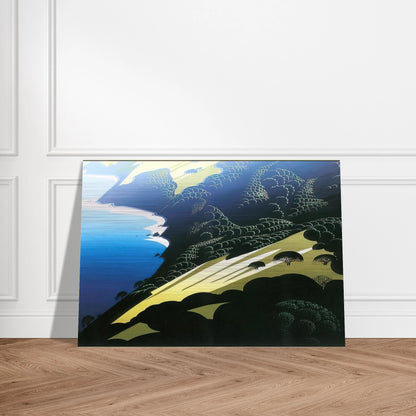 Seaside Pastures - Eyvind Earle Brushed Aluminum Print - 70x100 cm / 28x40 inches | Eyvind Earle Aluminum Print | Eyvind Earle Prints