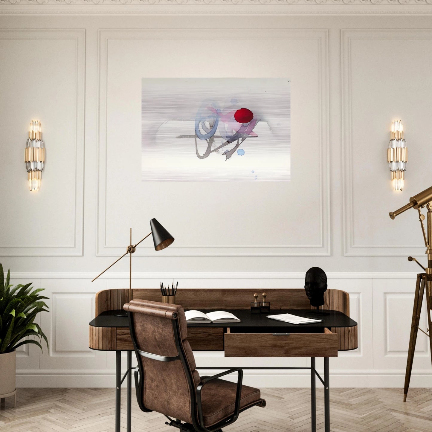 UNTITLED RED BLACK PINK AND BLUE - Luis Feito Brushed Aluminum Print - 70x100 cm / 28x40 inches | Luis Feito Aluminum Print | Luis Feito Prints