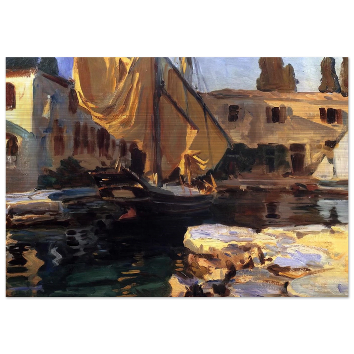 San Vigilio. A Boat with Golden Sail - John Singer Sargent Brushed Aluminum Print - 70x100 cm / 28x40 inches | John Singer Sargent Aluminum Print | John Singer Sargent Prints