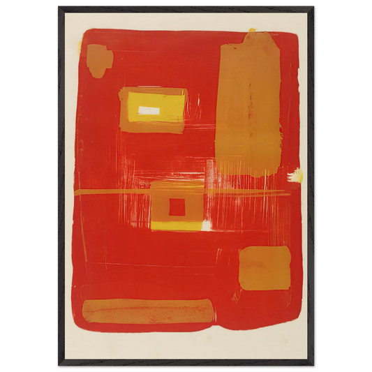 Red and Yellow Image - 1958 - Patrick Heron 70x100 cm / 28x40 inches Framed Art Print – Black Wooden Frame