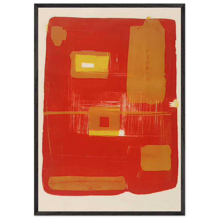 Red and Yellow Image - 1958 - Patrick Heron 70x100 cm / 28x40 inches Framed Art Print – Black Wooden Frame