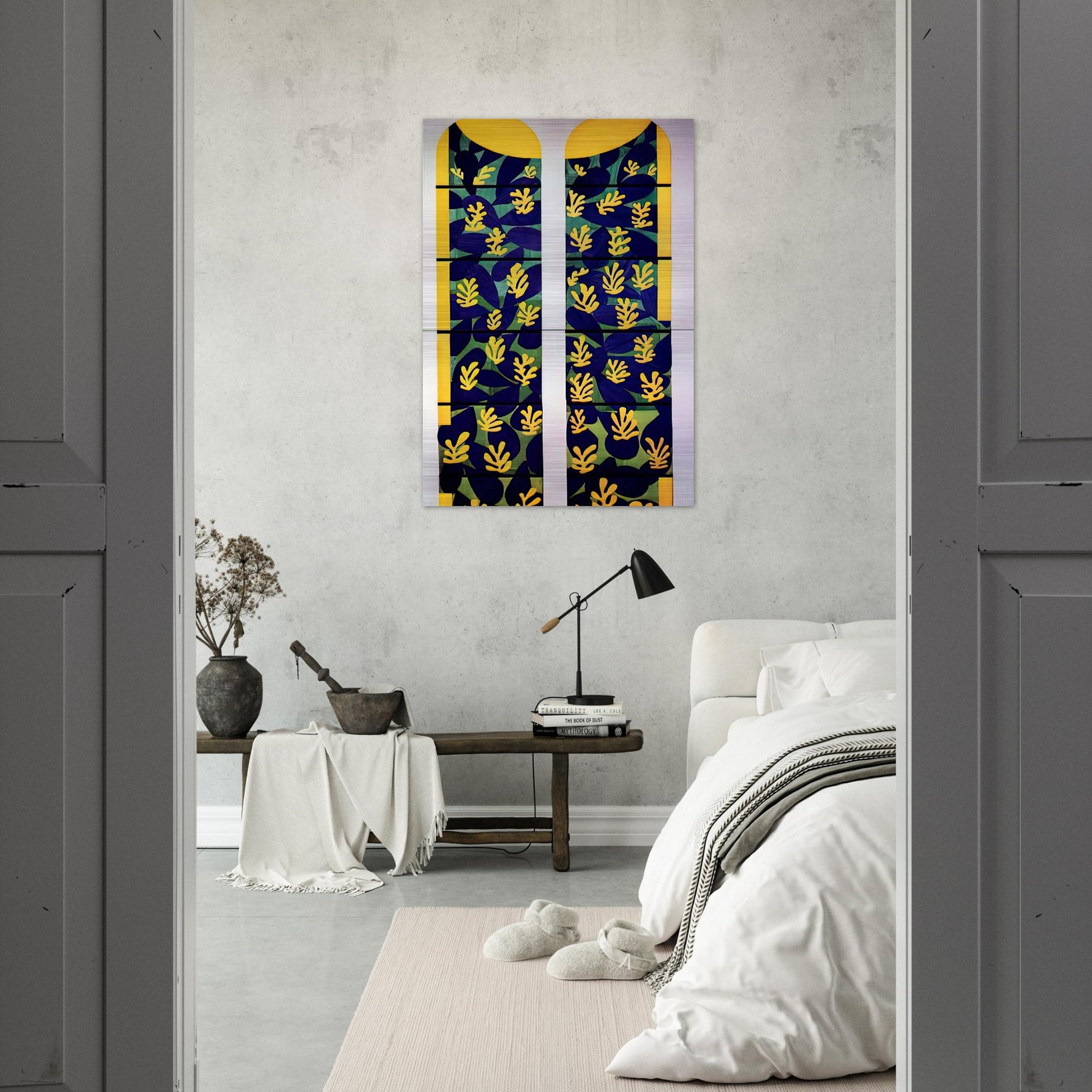 TREE OF LIFE STAINED GLASS BEHIND THE ALTAR IN THE CHAPEL OF THE ROSARY AT VENCE 1951 - Henri Matisse Brushed Aluminum Print - 70x100 cm / 28x40 inches | Henri Matisse Aluminum Print | Henri Matisse Prints