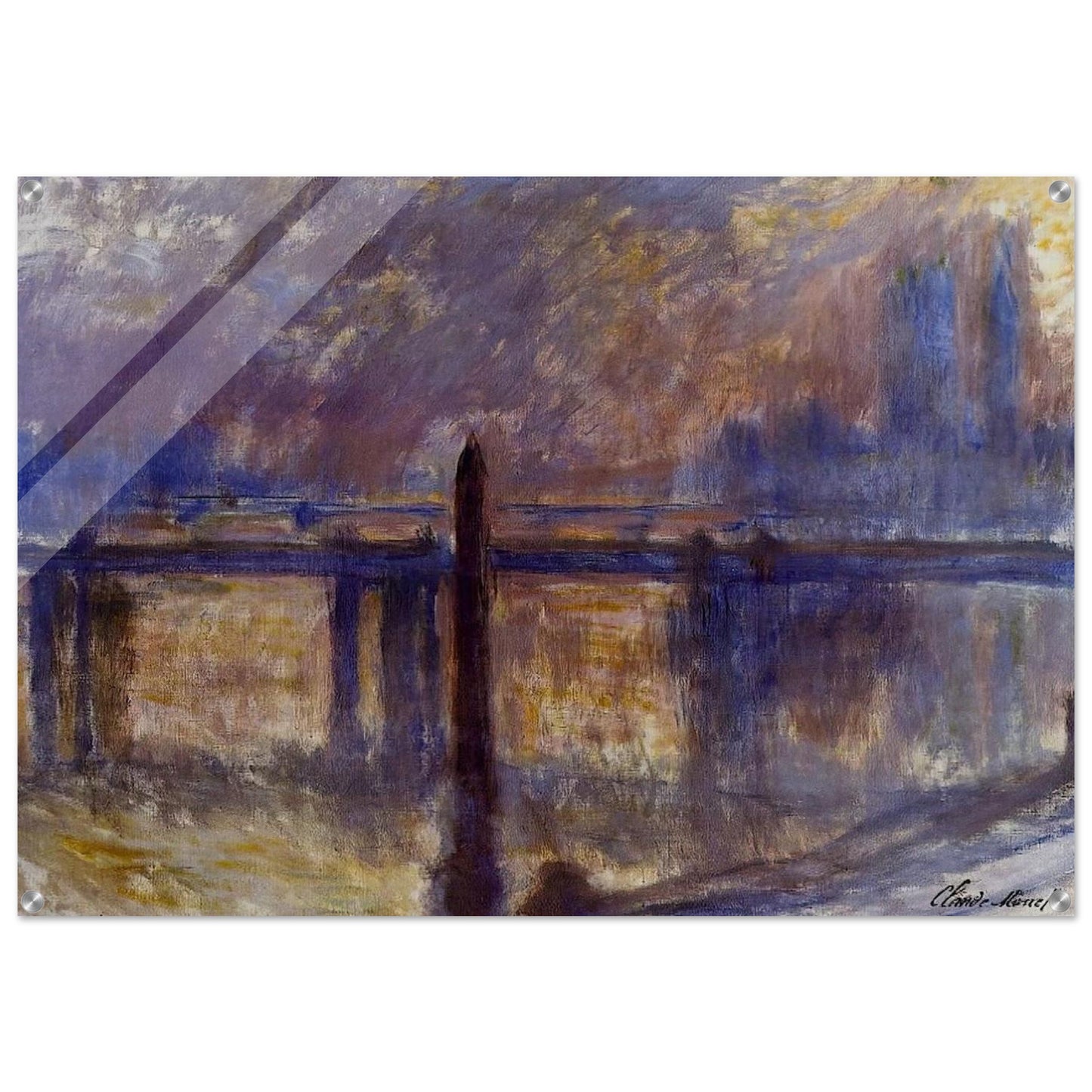 Charing Cross Bridge, Cleopatra's Needle - claude monet Acrylic Print - 70x100 cm / 28x40″ inches