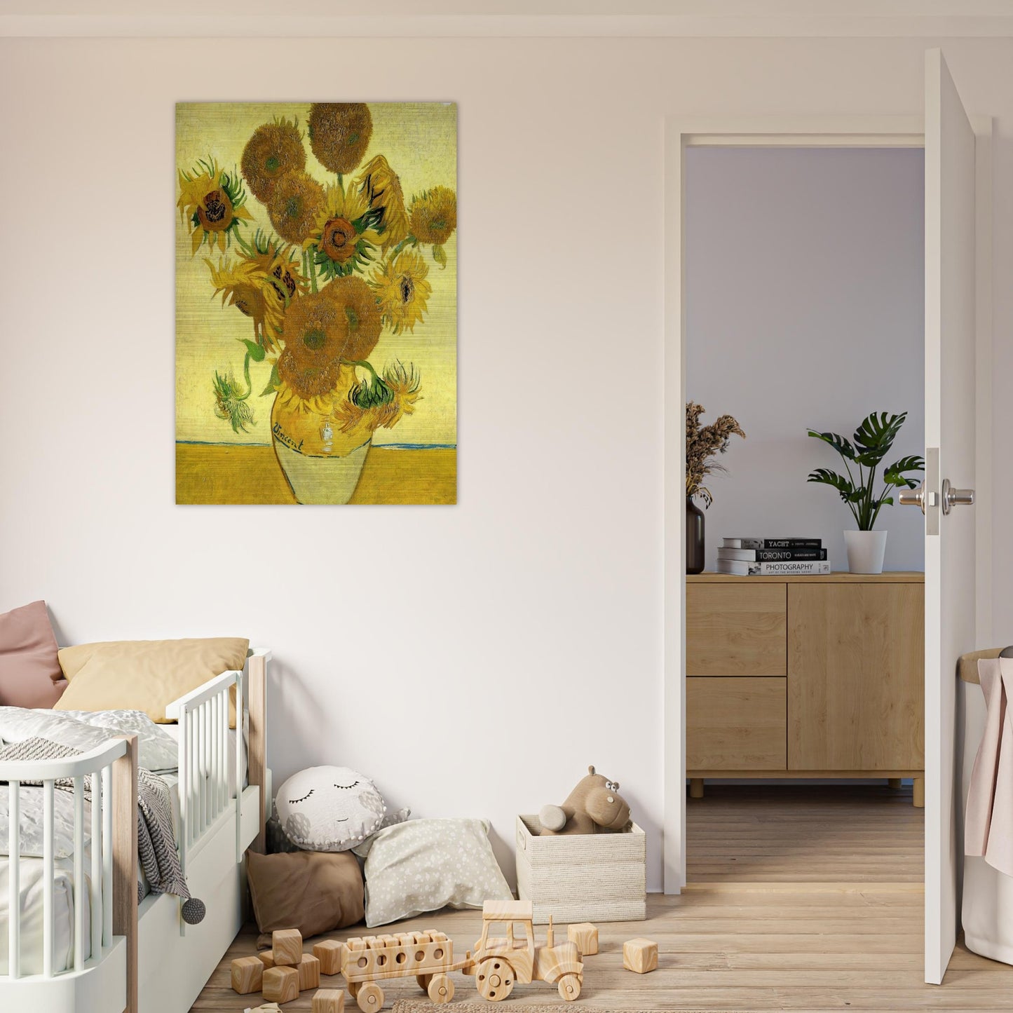 Still Life - Vase with Fifteen Sunflowers - Vincent van Gogh Brushed Aluminum Print - 70x100 cm / 28x40 inches | Vincent van Gogh Aluminum Print | Vincent van Gogh Prints