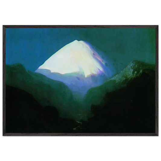 Elbrus Moonlit Night - Arkhyp Kuindzhi 70x100 cm / 28x40 inches Framed Art Print – Black Wooden Frame